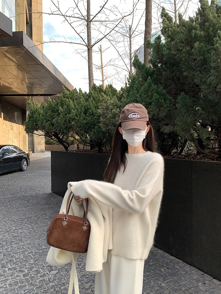 Свободный вязаный свитер с круглым вырезом и длинными рукавами на флисовой подкладке, 100% шерсть, размер Lady 77, белый, комфортный, теплый, зимний
Свободный вязаный свитер с круглым вырезом и длинными рукавами на флисовой подкладке, 100% шерсть, размер Lady 77, белый, комфортный, теплый, зимний