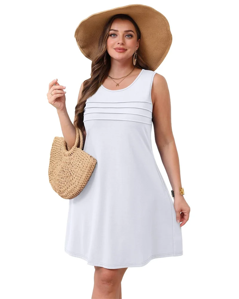 Summer Sundress For Women White Tank Dresses Office Ladies Casual Sleeveless O-Neck Loose A-Line Dress Women Holiday Beach Dress
Summer Sundress For Women White Tank Dresses Office Ladies Casual Sleeveless O-Neck Loose A-Line Dress Women Holiday Beach Dress