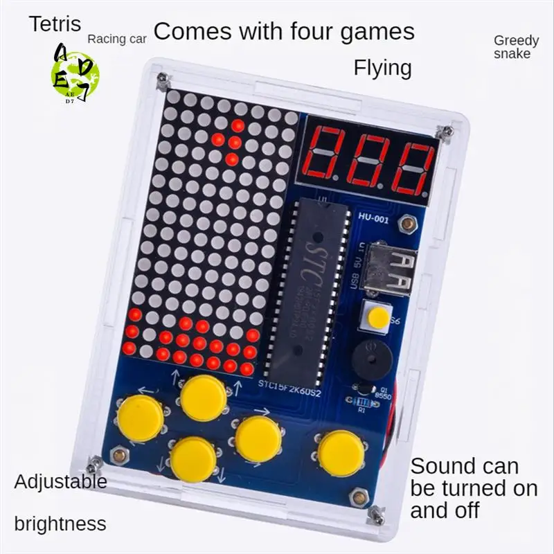 AED7-1Set DIY игровой набор змеиный самолет пиксель игровой консоль набор для изготовления электронные паяльные наборы с акриловым чехлом
AED7-1Set DIY игровой набор змеиный самолет пиксель игровой консоль набор для изготовления электронные паяльные наборы с акриловым чехлом