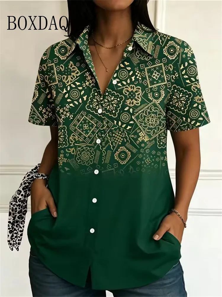 2026 Women's Shirts Geometric Color Block Graphics Blouse Lapel Neck Blouse Women's Short Sleeve Shirts Summer Female Clothing
2026 Women's Shirts Geometric Color Block Graphics Blouse Lapel Neck Blouse Women's Short Sleeve Shirts Summer Female Clothing