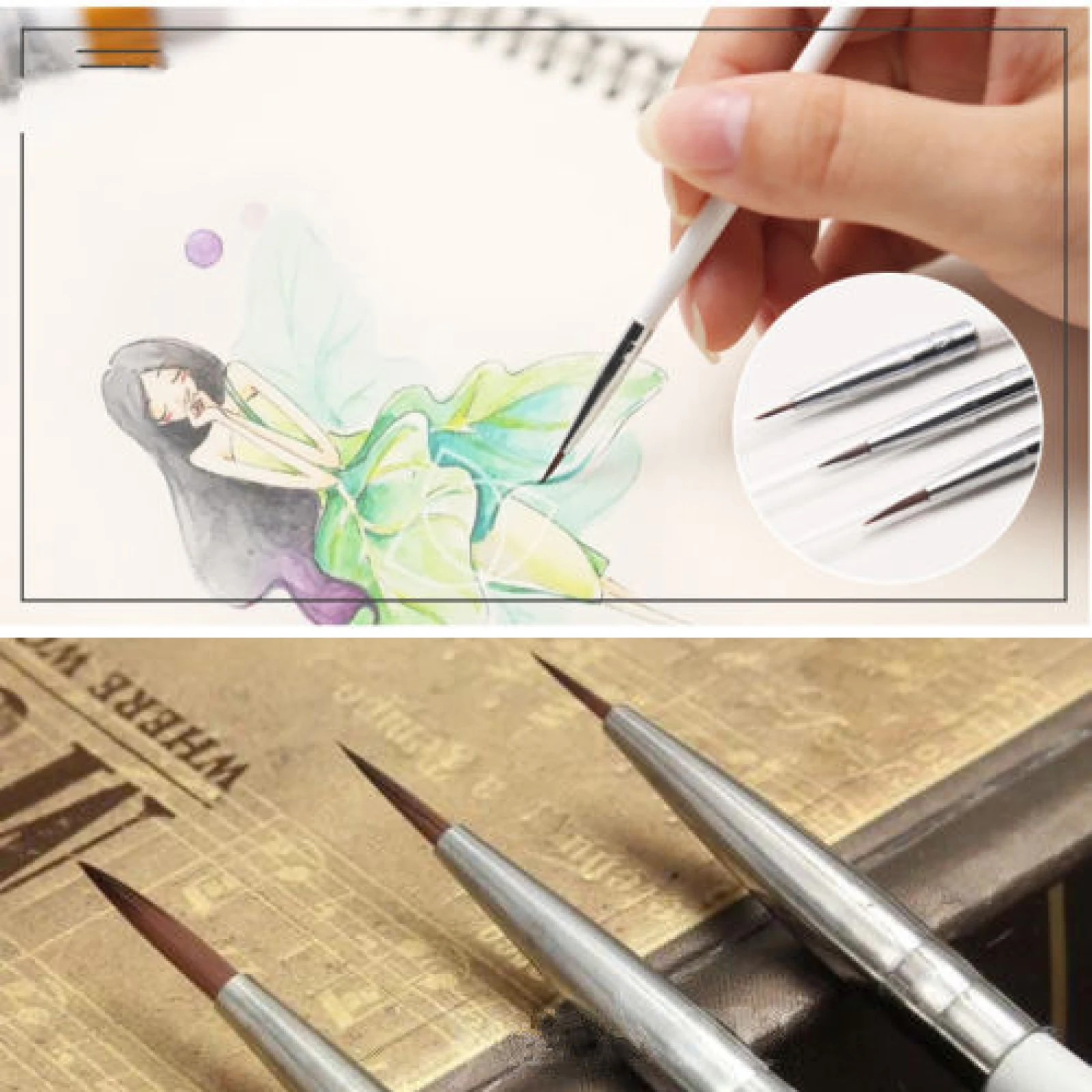 3 шт., набор кистей для волос, профессиональная кисть для волос соболь, художественная живопись, миниатюрная нейлоновая акварельная масляная гуашь, кисть для рисования, ручка
3 шт., набор кистей для волос, профессиональная кисть для волос соболь, художественная живопись, миниатюрная нейлоновая акварельная масляная гуашь, кисть для рисования, ручка