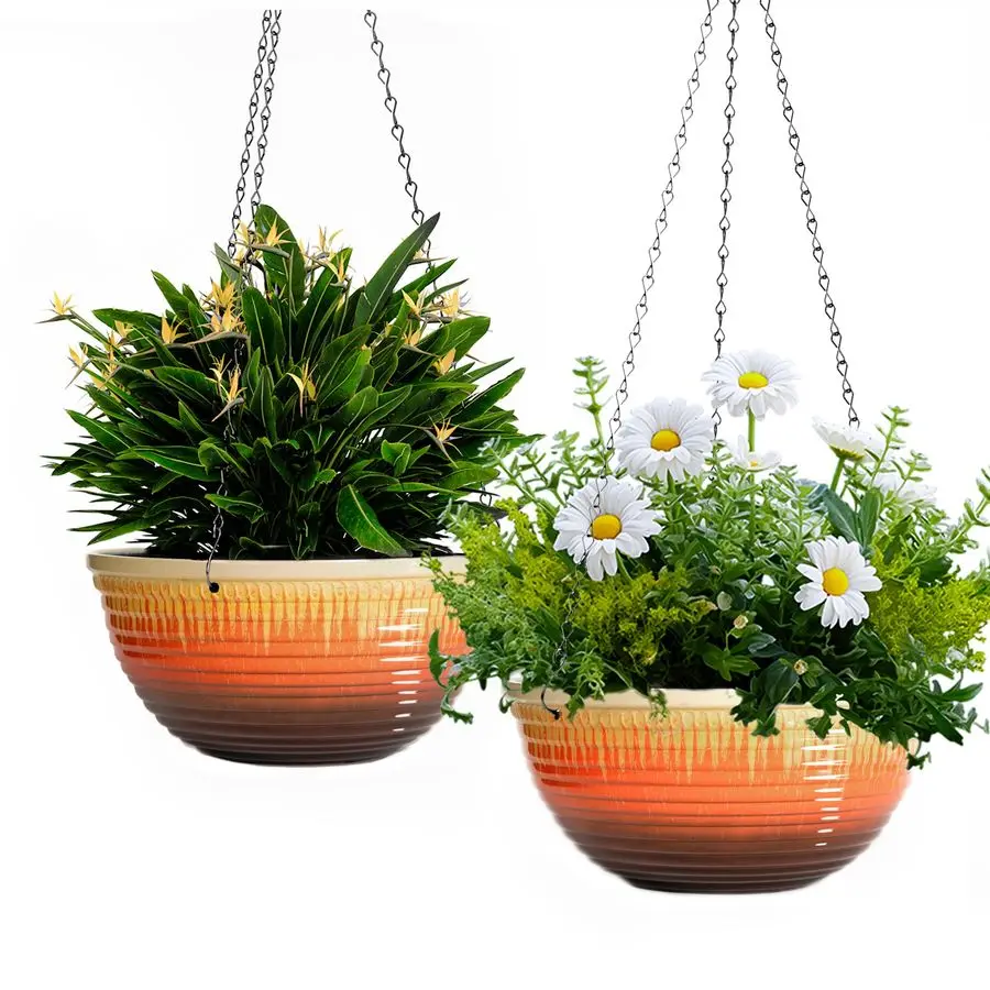 Большие подвесные кашпо 12 дюймов для комнатных и уличных растений, набор из 2 глазурованных подвесных цветочных горшков с дренажным отверстием, подвесная корзина
Большие подвесные кашпо 12 дюймов для комнатных и уличных растений, набор из 2 глазурованных подвесных цветочных горшков с дренажным отверстием, подвесная корзина