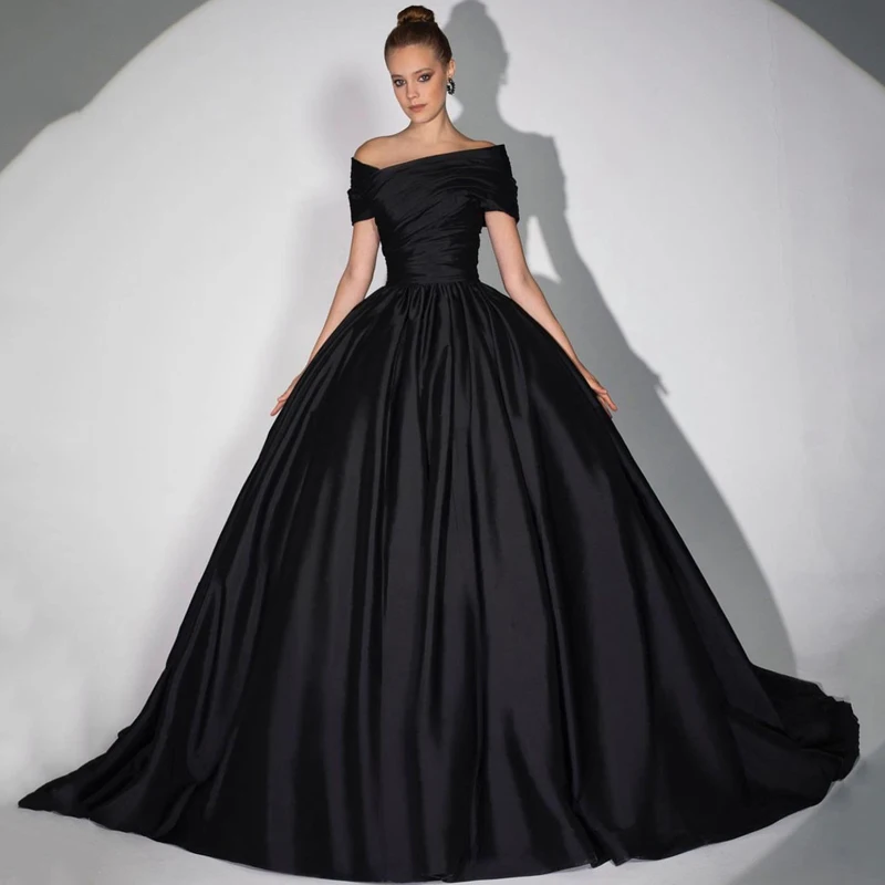 Eightree 2023 A-Line Prom Dresses Off The Shoulder Satin Evening Cocktail Party Prom Gowns Black Princess Floor Length Plus Size 
Eightree 2023 A-Line Prom Dresses Off The Shoulder Satin Evening Cocktail Party Prom Gowns Black Princess Floor Length Plus Size