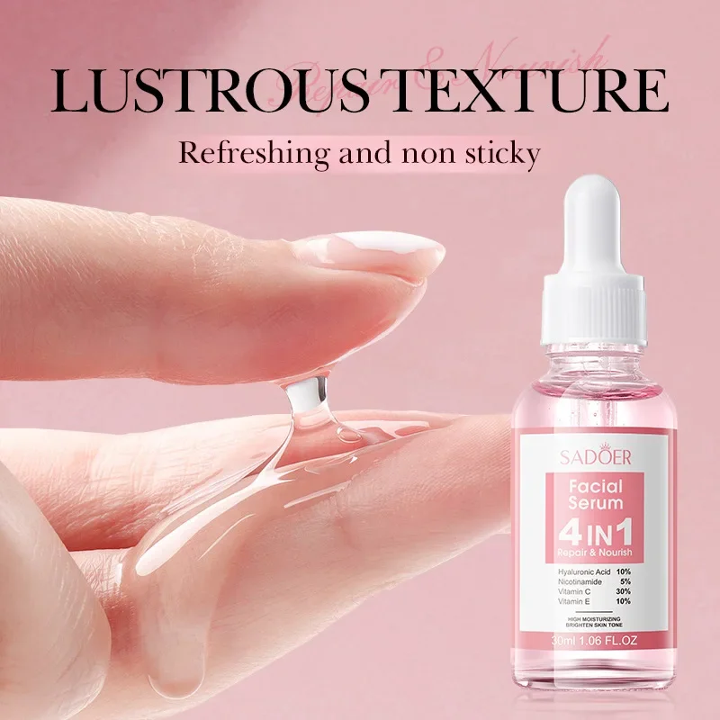 4 in 1 SADOER Moisturizing Vitamin C Face Serum Dry Peeling Hydrating Vitamin E Hyaluronic Acid Shrink Pores Facial Skin Care
4 in 1 SADOER Moisturizing Vitamin C Face Serum Dry Peeling Hydrating Vitamin E Hyaluronic Acid Shrink Pores Facial Skin Care