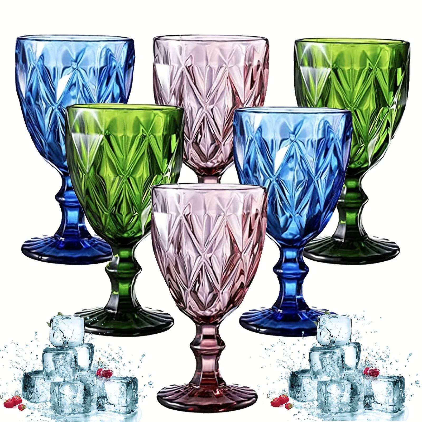 Set of 6 Vintage Glass Goblets Bulk 10 Oz Multi Colored Stemware Wine Glasses Crystal Stemmed Drinking Glasses Cups Diamond Pattern Glassware Set for Party Wedding Bar Water Juice Beverage
Set of 6 Vintage Glass Goblets Bulk 10 Oz Multi Colored Stemware Wine Glasses Crystal Stemmed Drinking Glasses Cups Diamond Pattern Glassware Set for Party Wedding Bar Water Juice Beverage