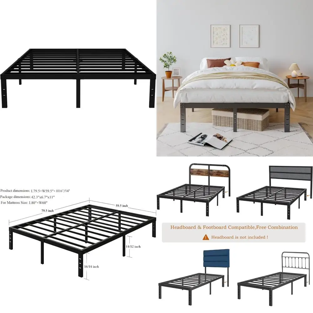 Heavy Duty Queen Size Platform Bed Frame 14 Inch with Metal Slats, Supports 2000 lbs, No Box Spring Needed, Easy Assembly
Heavy Duty Queen Size Platform Bed Frame 14 Inch with Metal Slats, Supports 2000 lbs, No Box Spring Needed, Easy Assembly