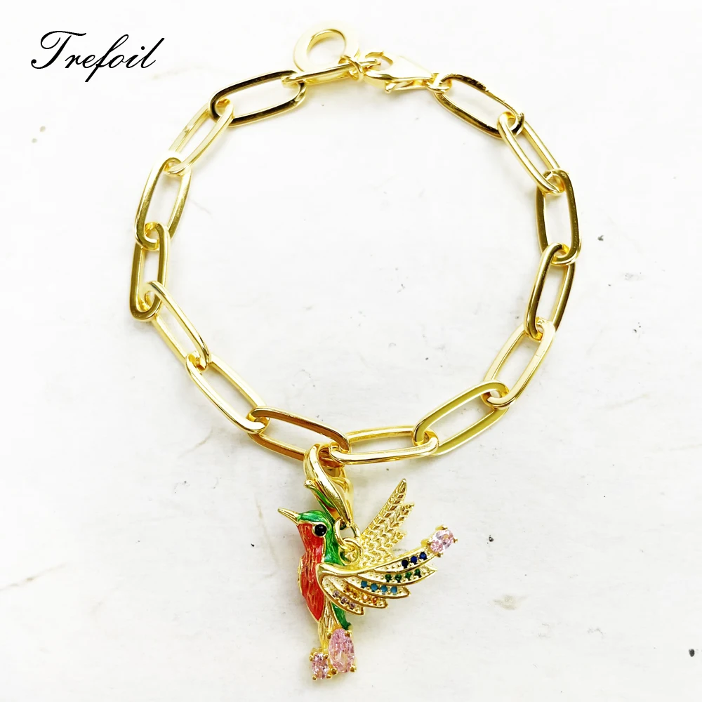 Golden Charms Bracelet Hummingbird In 925 Sterling Silver With Colorful Zircon Stones New Fine Women Jewelry Romantic Bijoux
Golden Charms Bracelet Hummingbird In 925 Sterling Silver With Colorful Zircon Stones New Fine Women Jewelry Romantic Bijoux