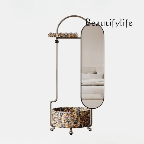 Art removable coat rack full-length mirror integrated with basket light luxury stainless steel high-end household Italian hanger
Art removable coat rack full-length mirror integrated with basket light luxury stainless steel high-end household Italian hanger