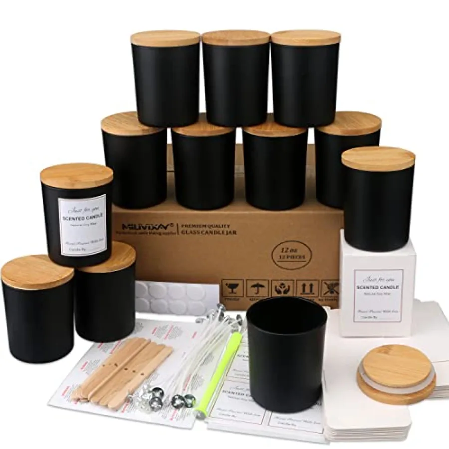 12 Pack 12 OZ Glass Candle Jars with Lids and Candle Making Kits - Bulk Empty Candle Jars for Making Candles - Spice, Powder Co
12 Pack 12 OZ Glass Candle Jars with Lids and Candle Making Kits - Bulk Empty Candle Jars for Making Candles - Spice, Powder Co