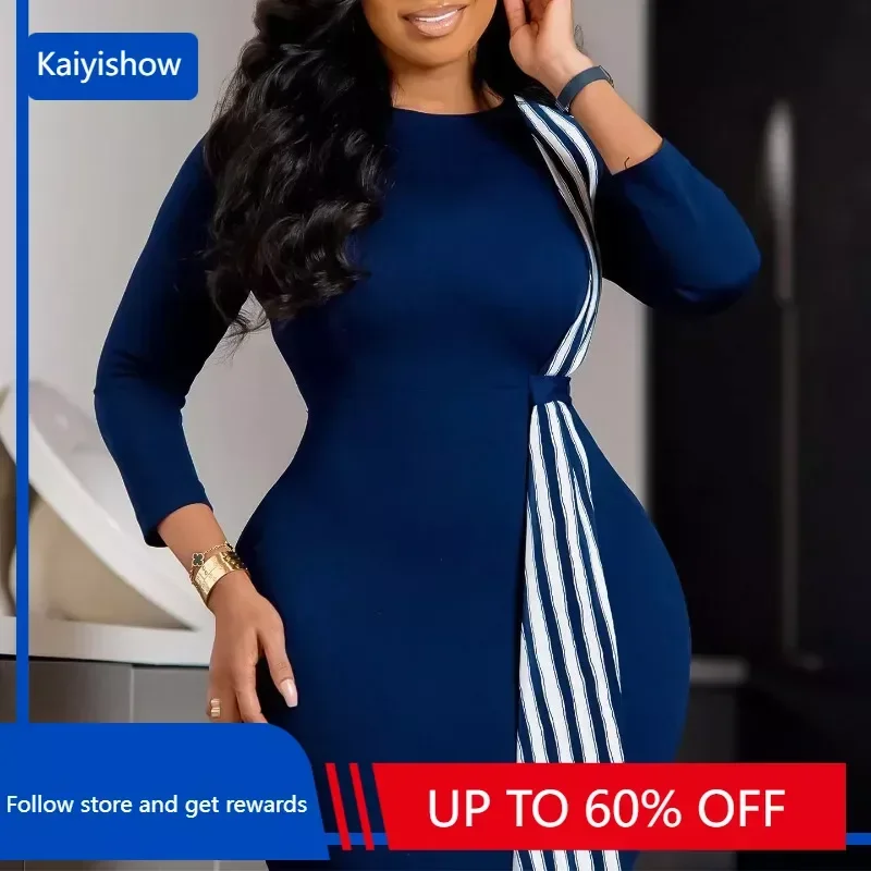 Autumn Fashion Stripe Colorblock Printed Pencil Dress African Women Elegant OL Round Neck Long Sleeve Slim Dress Women
Autumn Fashion Stripe Colorblock Printed Pencil Dress African Women Elegant OL Round Neck Long Sleeve Slim Dress Women