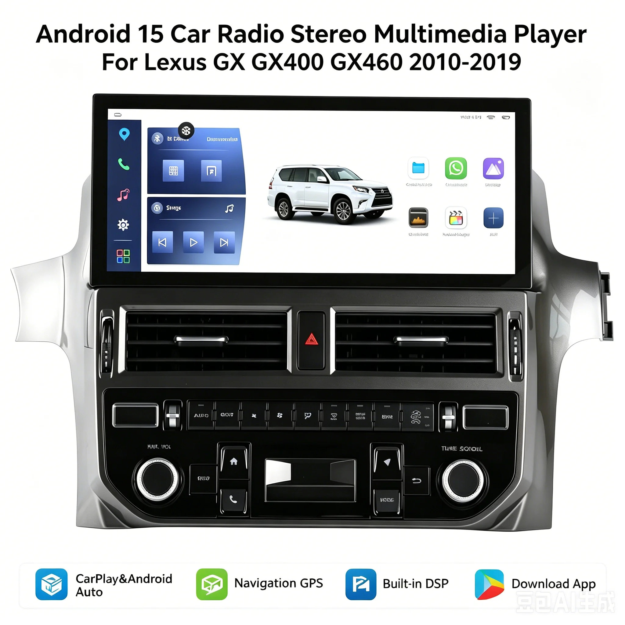 12.3" Android 15 Car Radio For Lexus GX GX400 GX460 2010-2019 Wireless Carplay Android Auto GPS DSP Multimedia Head Unit A/C
12.3" Android 15 Car Radio For Lexus GX GX400 GX460 2010-2019 Wireless Carplay Android Auto GPS DSP Multimedia Head Unit A/C
