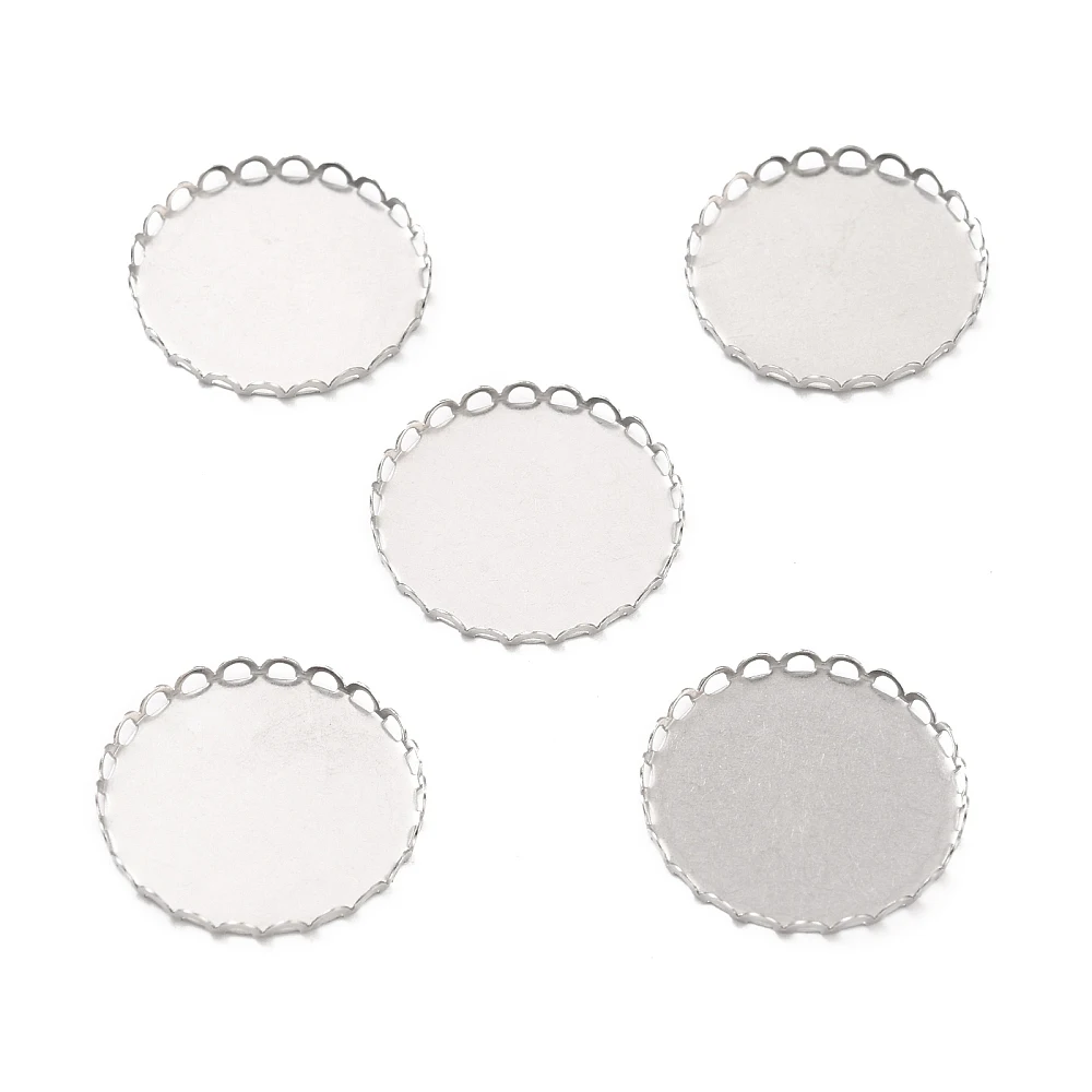 316 Surgical Stainless Steel Cabochon Tray Settings Lace Edge Bezel Cups Flat Round Stainless Steel Color 26x2.5mm
316 Surgical Stainless Steel Cabochon Tray Settings Lace Edge Bezel Cups Flat Round Stainless Steel Color 26x2.5mm