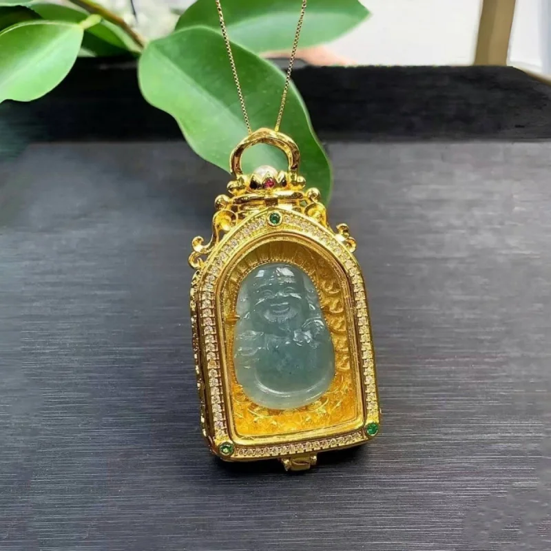 Natural Grade A Jadeite God of Wealth Pendant with Opening Lid, Copper Inlay, Money-Attracting Jade Necklace Supply
Natural Grade A Jadeite God of Wealth Pendant with Opening Lid, Copper Inlay, Money-Attracting Jade Necklace Supply