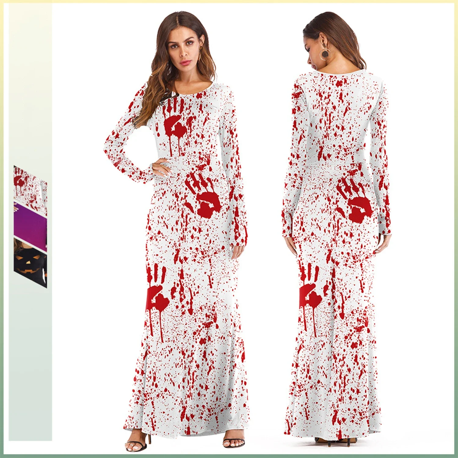 Women Halloween Ghost Festival Party Show Costume Dress Up Slinky Dresses Pumpkin Handprint Print Variety Long Sleeve Dress
Women Halloween Ghost Festival Party Show Costume Dress Up Slinky Dresses Pumpkin Handprint Print Variety Long Sleeve Dress