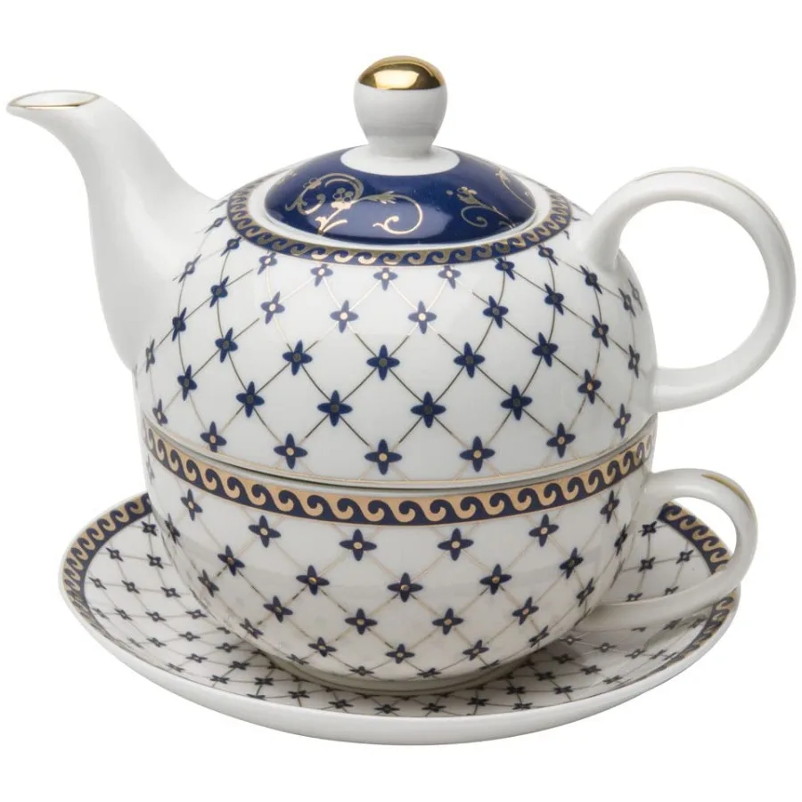 Porcelain 4-Piece Tea For One Trellis Blue Gold
Porcelain 4-Piece Tea For One Trellis Blue Gold