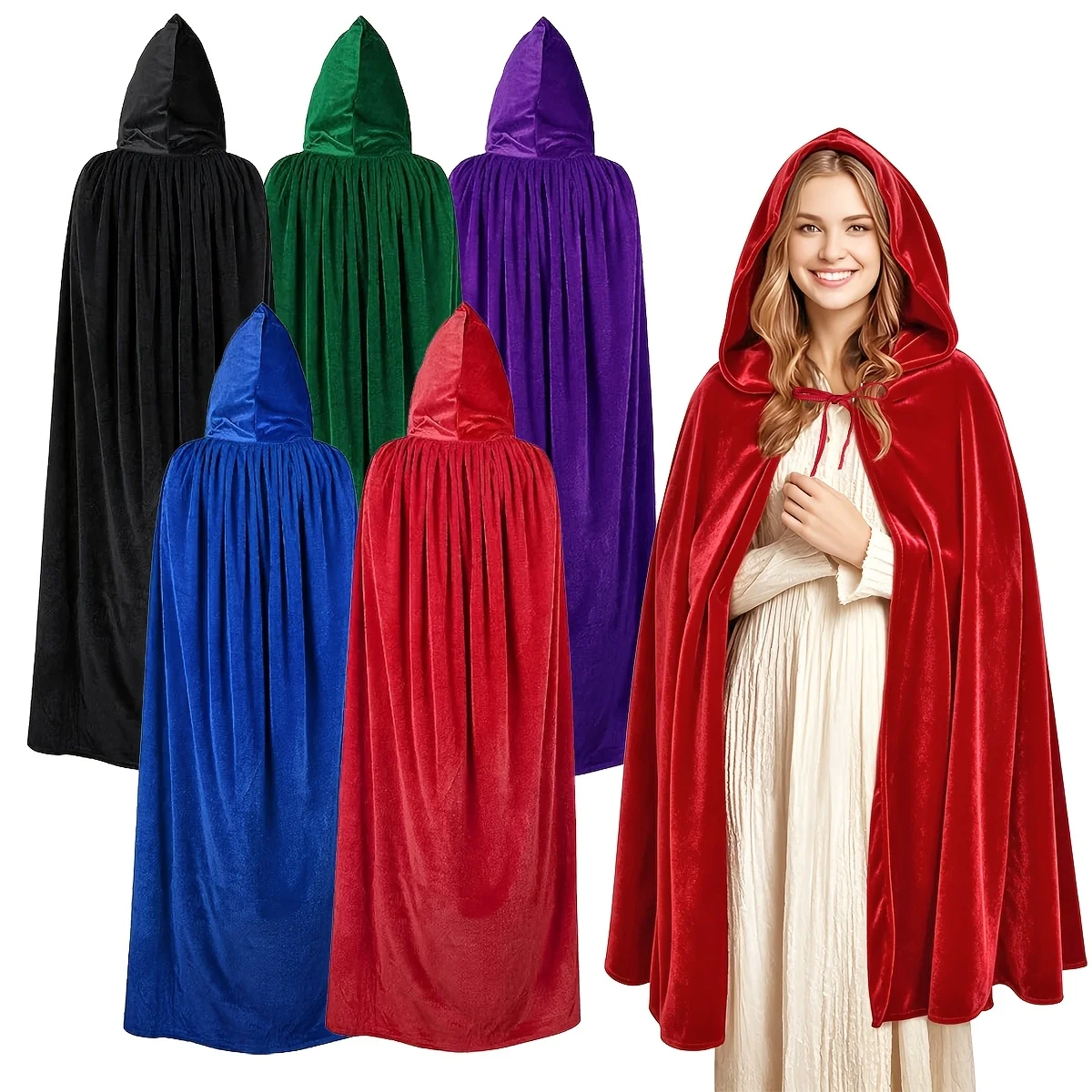 1pc hooded cape, party cloak robe, role-playing accessory, suitable for clothing, makeup, and dance party
1pc hooded cape, party cloak robe, role-playing accessory, suitable for clothing, makeup, and dance party