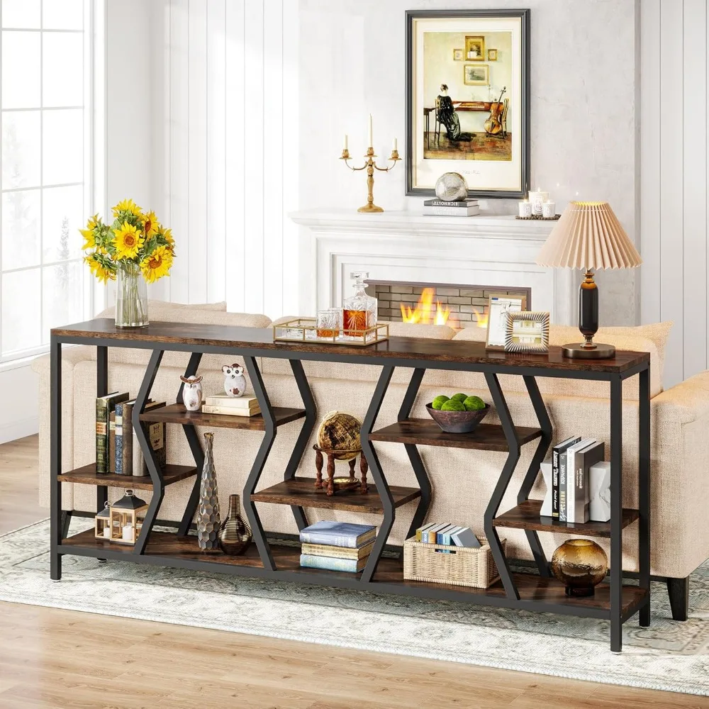 70.9 Inches Sofa Console Table with 4 Tier Wood Storage Shelves, Industrial Extra Long Narrow Entryway Accent Tables for Hallwa
70.9 Inches Sofa Console Table with 4 Tier Wood Storage Shelves, Industrial Extra Long Narrow Entryway Accent Tables for Hallwa