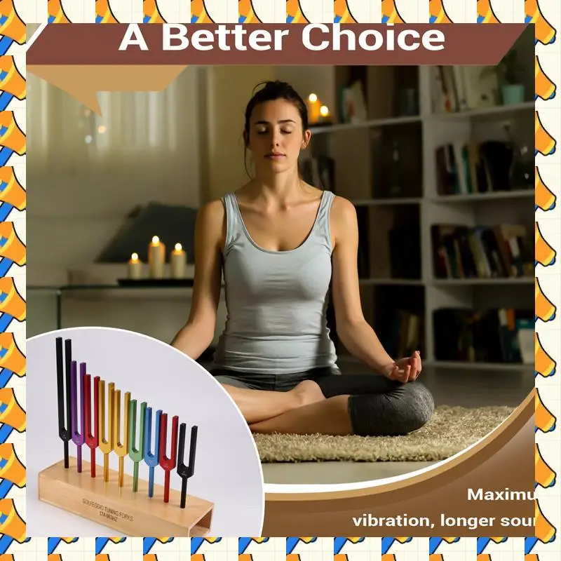ABYB Healing Meditation 9-Color Tuning Forks Kit With Hammer In Wooden Case For Yoga And Relaxation Techniques
ABYB Healing Meditation 9-Color Tuning Forks Kit With Hammer In Wooden Case For Yoga And Relaxation Techniques