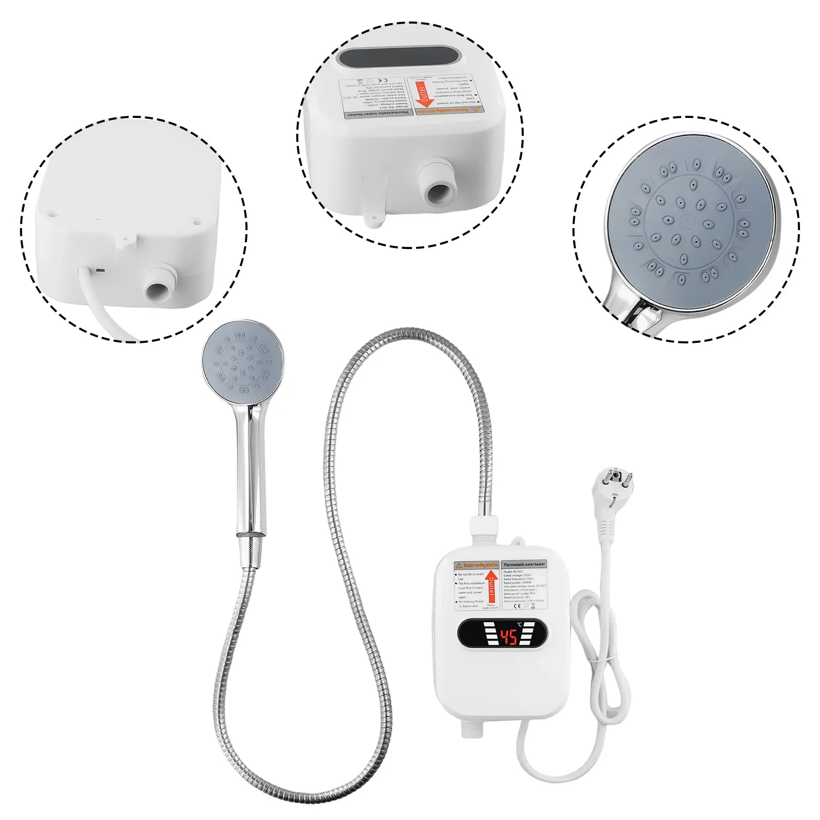 High Quality Energy-saving Electric Heater Hot Water Shower White 1 Set 33x12.5cm 50HZ Mini Body US 110V/EU UK 220V
High Quality Energy-saving Electric Heater Hot Water Shower White 1 Set 33x12.5cm 50HZ Mini Body US 110V/EU UK 220V