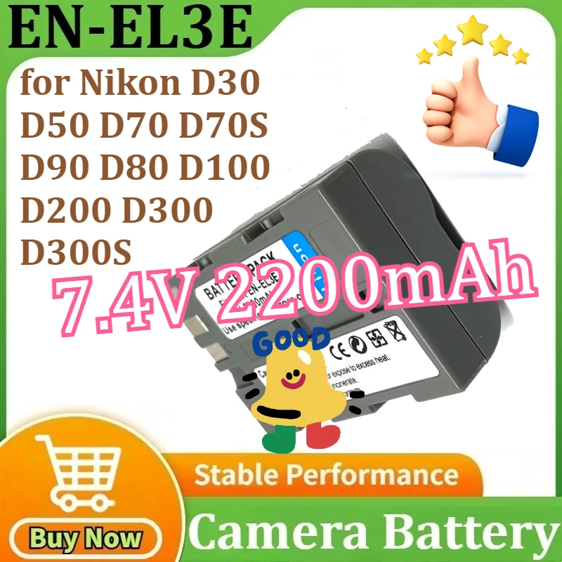 EN-EL3E Li-ion Rechargeable Battery for Nikon D30 D50 D70 D70S D90 D80 D100 D200 D300 D300S Camera Batteries 7.4V 2200mAh
EN-EL3E Li-ion Rechargeable Battery for Nikon D30 D50 D70 D70S D90 D80 D100 D200 D300 D300S Camera Batteries 7.4V 2200mAh