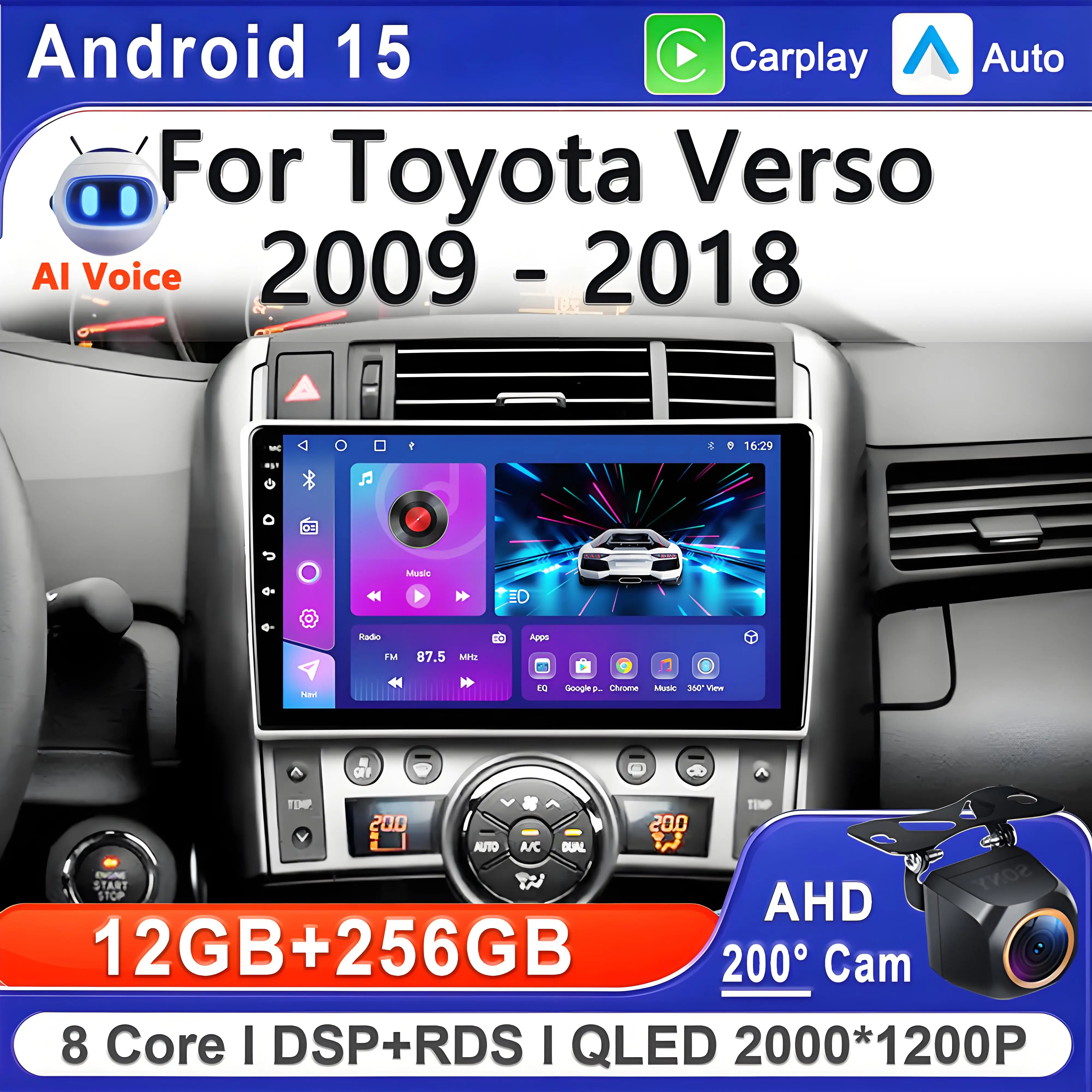 Android 15 2K Screen For Toyota Verso R20 2009 - 2018 Stereo Head Unit GPS Navigation High-performance CPU Multimedia Car GPS
Android 15 2K Screen For Toyota Verso R20 2009 - 2018 Stereo Head Unit GPS Navigation High-performance CPU Multimedia Car GPS