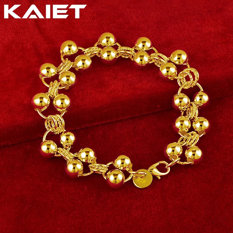 KAIET 925 Sterling Silver Double Row Bead Chain Bracelet Plated With 18K Gold Wedding Party For Women Charm Fine Jewelry
KAIET 925 Sterling Silver Double Row Bead Chain Bracelet Plated With 18K Gold Wedding Party For Women Charm Fine Jewelry
