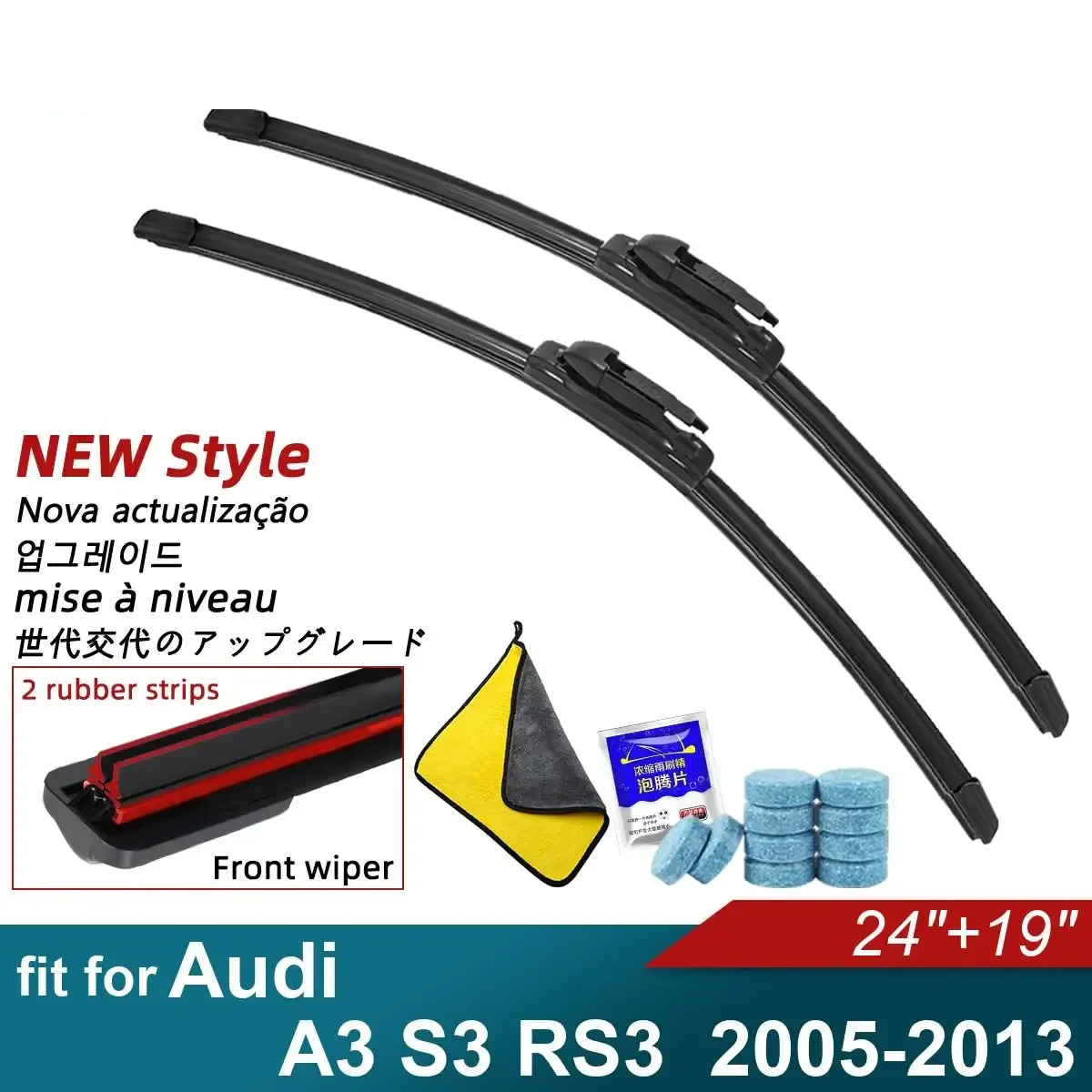 Double Rubber Car Wiper Blades for 2005-2013 Audi A3 S3 RS3 Front Rear Windscreen Windshield Wipers Car Accessories
Double Rubber Car Wiper Blades for 2005-2013 Audi A3 S3 RS3 Front Rear Windscreen Windshield Wipers Car Accessories