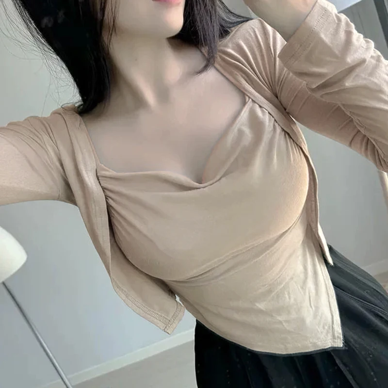 Pure Desirable Body ape ow off Autumn New Sle Sexy Long Sve Open Cardigan Set Women's Irregular Collar Faion Top
Pure Desirable Body ape ow off Autumn New Sle Sexy Long Sve Open Cardigan Set Women's Irregular Collar Faion Top