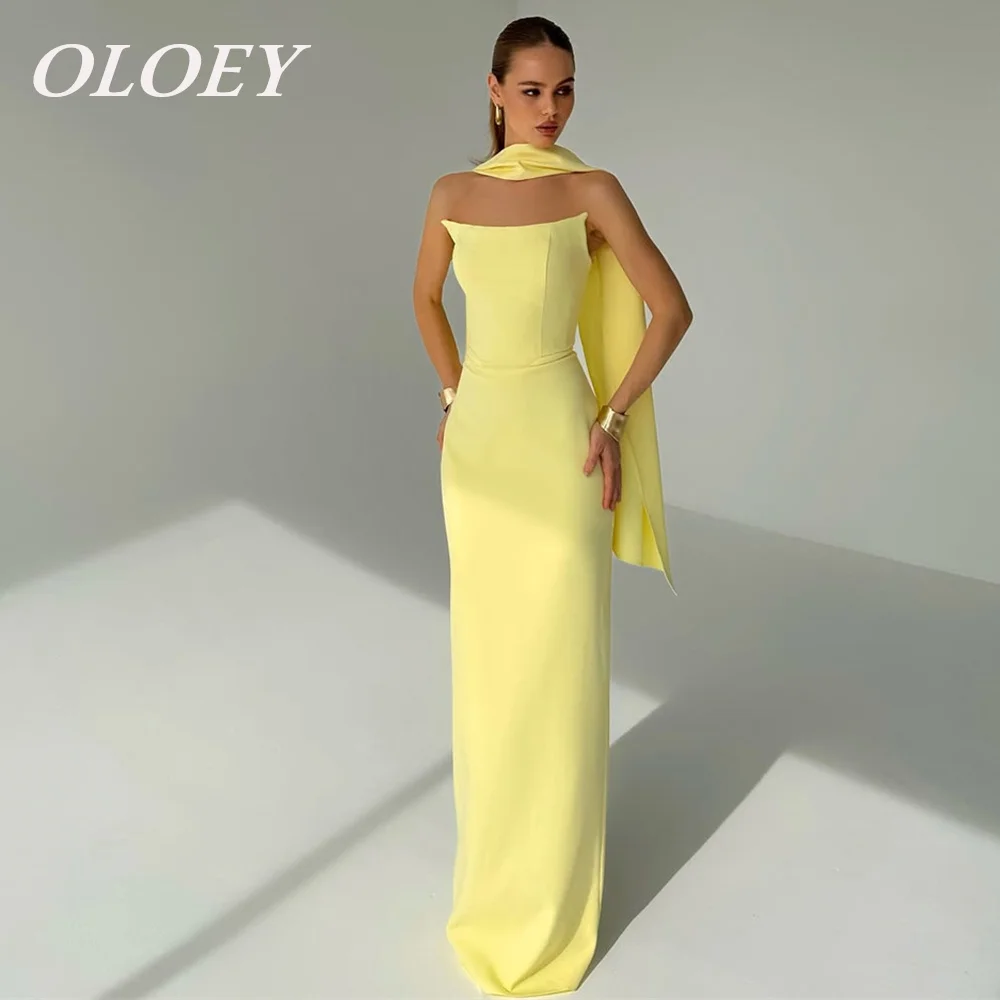 OLOEY Elegant Yellow Mermaid Prom Party Dress Strapless Crepe Formal Evening Gown with Scarf 2025 Arabic Women Customized
OLOEY Elegant Yellow Mermaid Prom Party Dress Strapless Crepe Formal Evening Gown with Scarf 2025 Arabic Women Customized