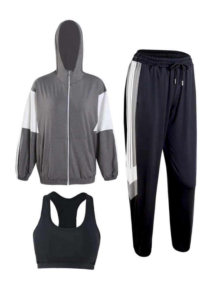 Sweat Suit Set Women Hoodies Pants Bra Sports Suit Ladies Loose Large Size Fitness Gym Running Yoga Quick Drying Sportswear
Sweat Suit Set Women Hoodies Pants Bra Sports Suit Ladies Loose Large Size Fitness Gym Running Yoga Quick Drying Sportswear
