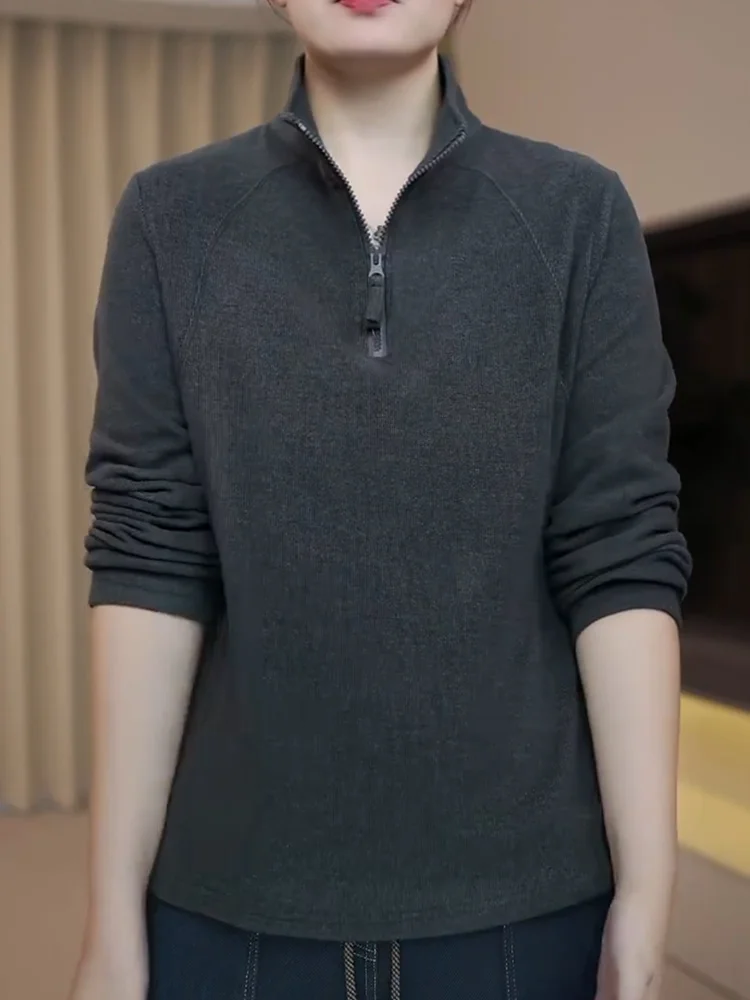 Корейская толстовка на молнии с воротником-стойкой, модная женская кофта больших размеров с эффектом похудения, осенняя новинка
Корейская толстовка на молнии с воротником-стойкой, модная женская кофта больших размеров с эффектом похудения, осенняя новинка