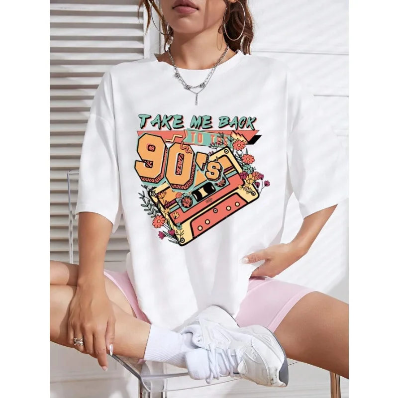 90s Take Me Back Women's Printed T-shirt Retro T-shirt Street Clothing Fashion Soft T-shirt Classic Style Design Loose T-shirt
90s Take Me Back Women's Printed T-shirt Retro T-shirt Street Clothing Fashion Soft T-shirt Classic Style Design Loose T-shirt