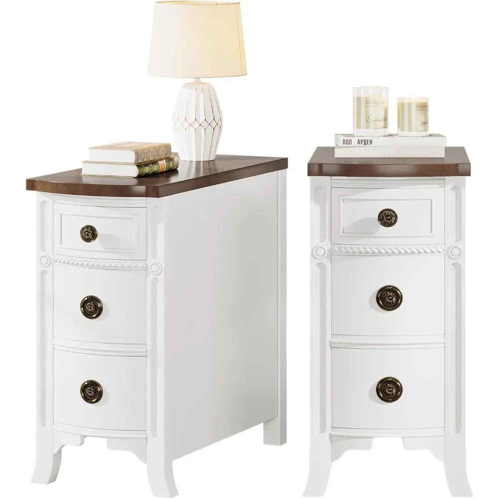 Nightstand Set of 2, 3-Drawer Narrow Side Table Slim Chair Tables for Living Room, Sofa Table with Drawers, Nightstand
Nightstand Set of 2, 3-Drawer Narrow Side Table Slim Chair Tables for Living Room, Sofa Table with Drawers, Nightstand