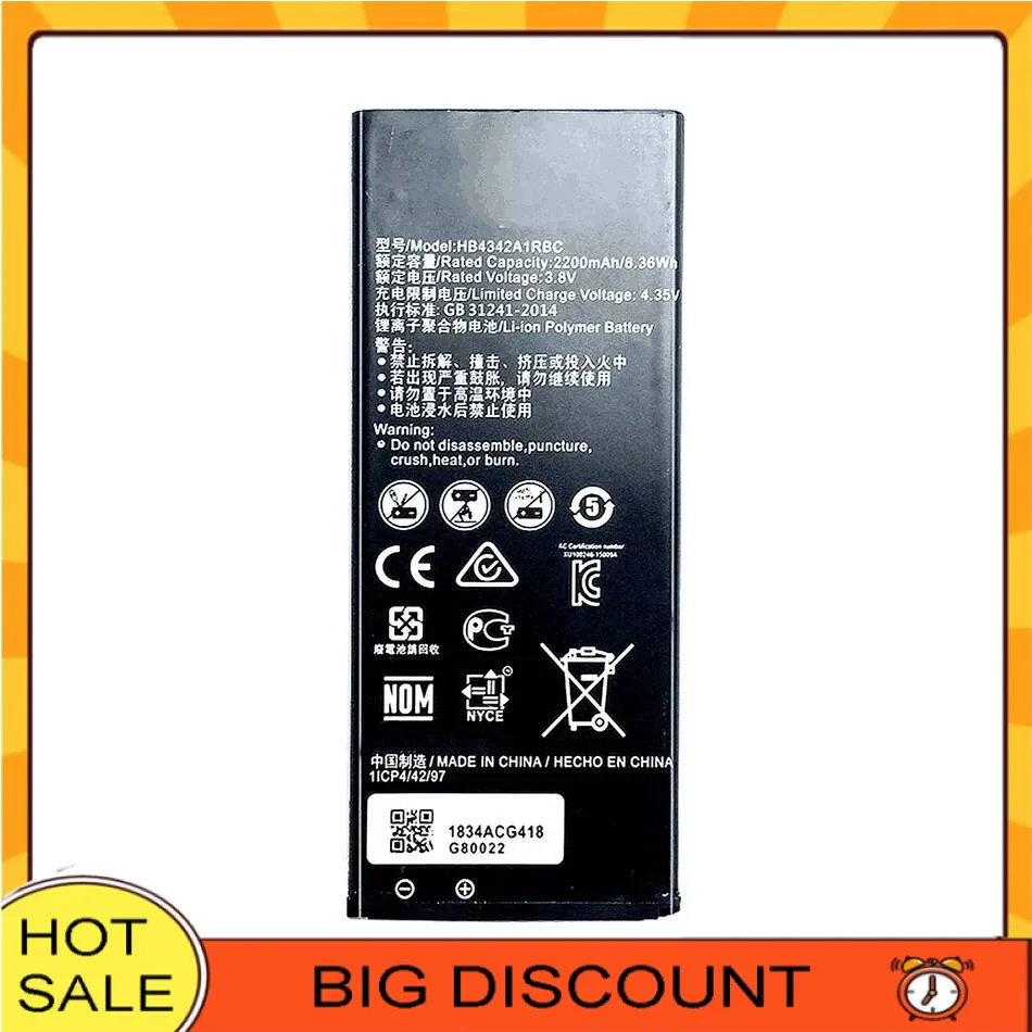 Mobile Phone Battery HB4342A1RBC 2200Mah For Huawei Honor 4A Honor4a Scl- TL00 AL00 CL00
Mobile Phone Battery HB4342A1RBC 2200Mah For Huawei Honor 4A Honor4a Scl- TL00 AL00 CL00