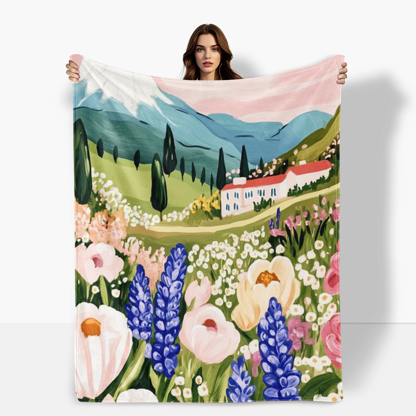 Floral Mountain Tree And House Design Blanket For Serene Home Decor And Unique Gift For Nature Lovers And Adults
Floral Mountain Tree And House Design Blanket For Serene Home Decor And Unique Gift For Nature Lovers And Adults