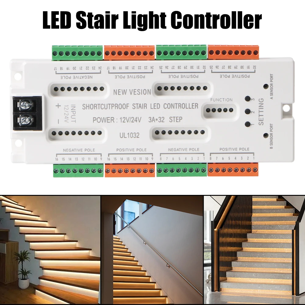 DC12V/24V Ladder Night Light 32 Channels Prevent Short Circuit Controller Stair LED Motion Sensor Light
DC12V/24V Ladder Night Light 32 Channels Prevent Short Circuit Controller Stair LED Motion Sensor Light