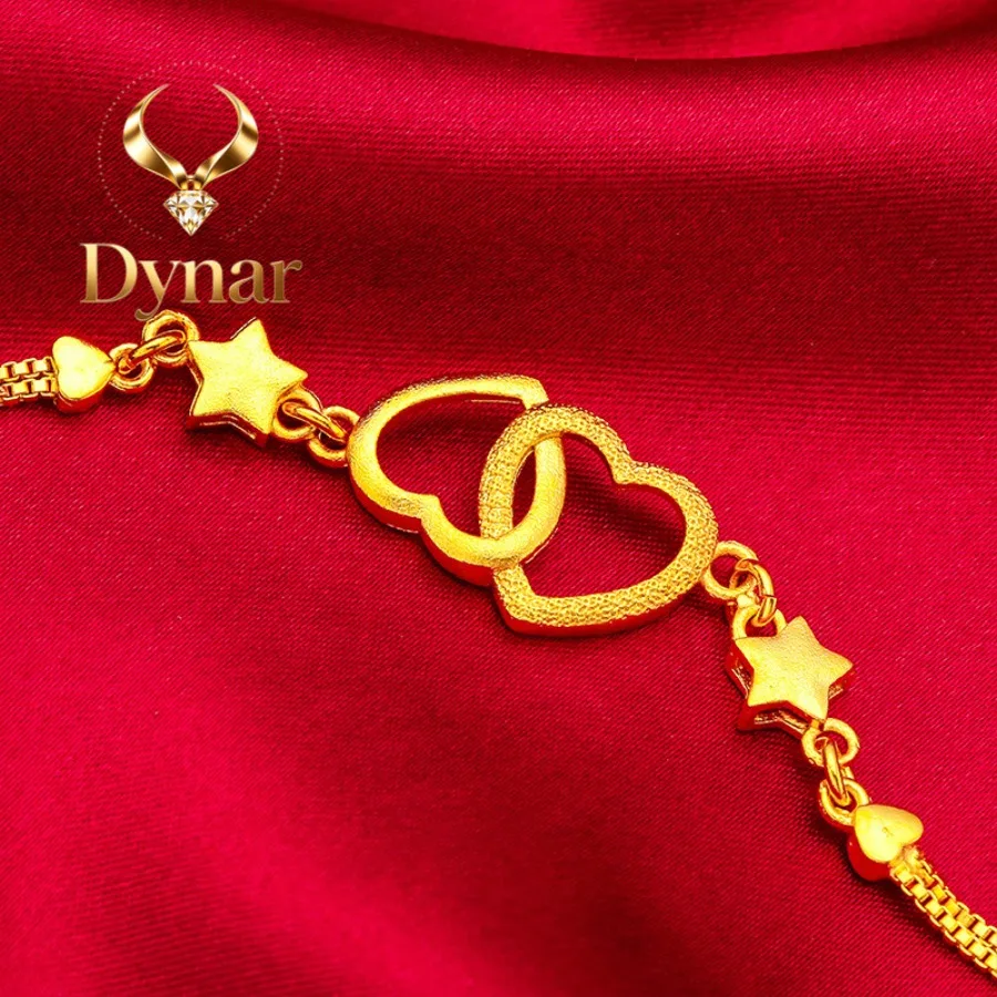 Dynar Jewelry Double Heart Bracelet for Women, 24K Gold, AU999 Polished connected hearts with diamonds on delicate chain swee
Dynar Jewelry Double Heart Bracelet for Women, 24K Gold, AU999 Polished connected hearts with diamonds on delicate chain swee