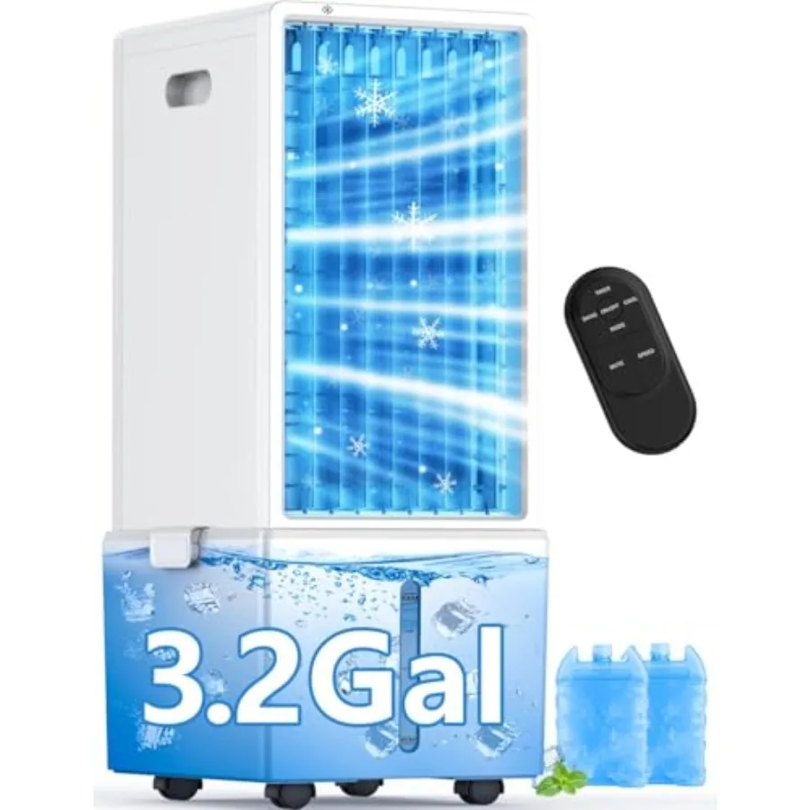 Portable evaporative air cooler for indoor use, plastic housing, white, 4-in-1 functionality with 3.2-gal tank, 30H cooling, wa
Portable evaporative air cooler for indoor use, plastic housing, white, 4-in-1 functionality with 3.2-gal tank, 30H cooling, wa