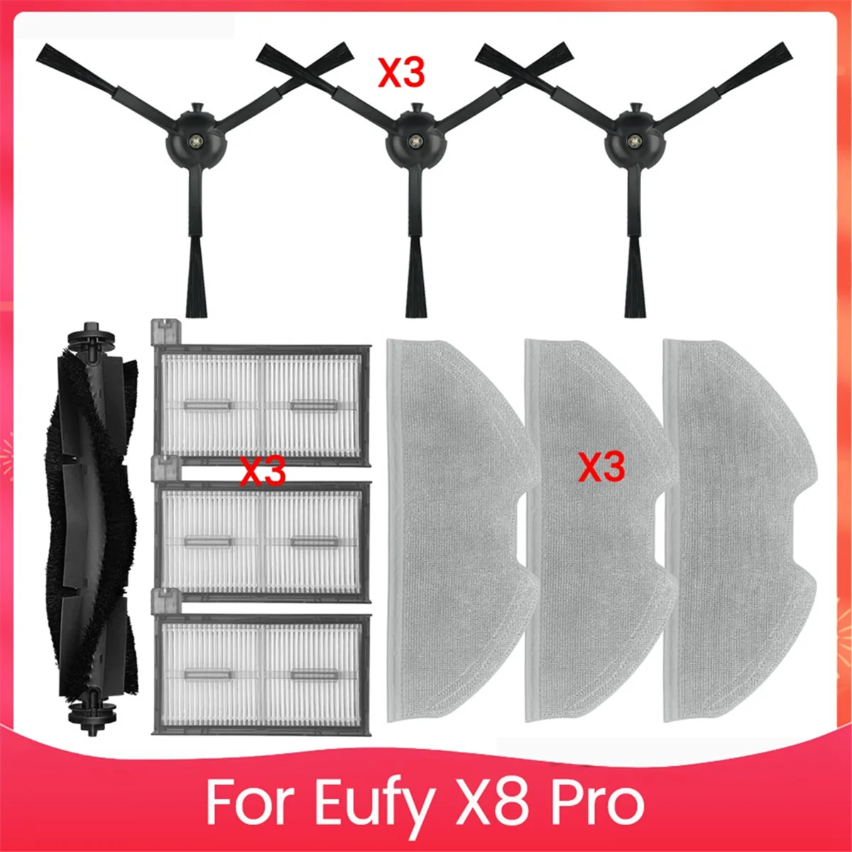For Eufy X8 Pro Robot Main Side Brush Filters Mop Cloths Rag Vacuum Cleaner Parts Replacement Accessories
For Eufy X8 Pro Robot Main Side Brush Filters Mop Cloths Rag Vacuum Cleaner Parts Replacement Accessories