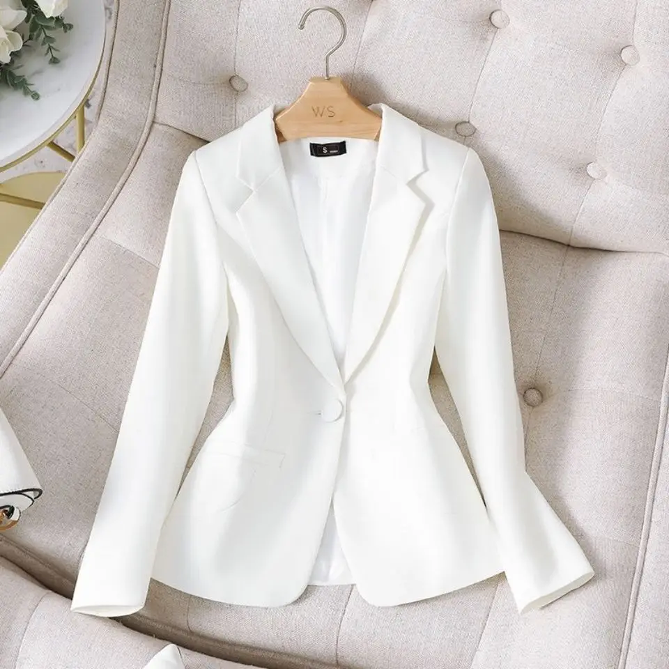 Slim Fit Short Suit Jacket Women's Korean Style Casual Long Sleeve White Waist-Cinching Versatile Black Top Spring Autumn
Slim Fit Short Suit Jacket Women's Korean Style Casual Long Sleeve White Waist-Cinching Versatile Black Top Spring Autumn