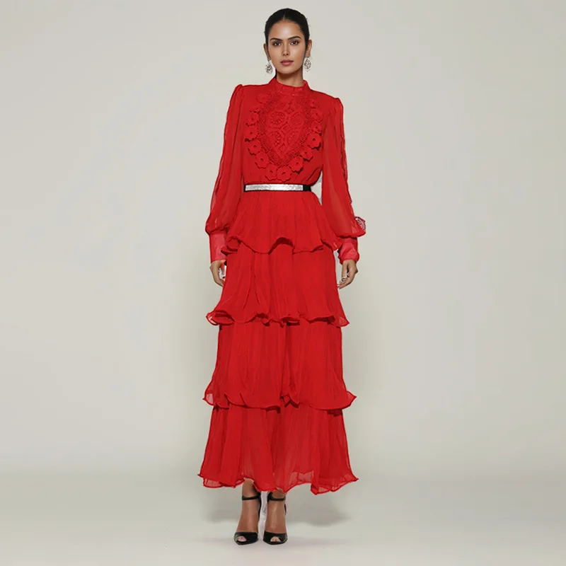 French Elegant Style Niche Design Long Dress 2025 New Embroidered Lace Stand Collar High-end Cake Dress
French Elegant Style Niche Design Long Dress 2025 New Embroidered Lace Stand Collar High-end Cake Dress