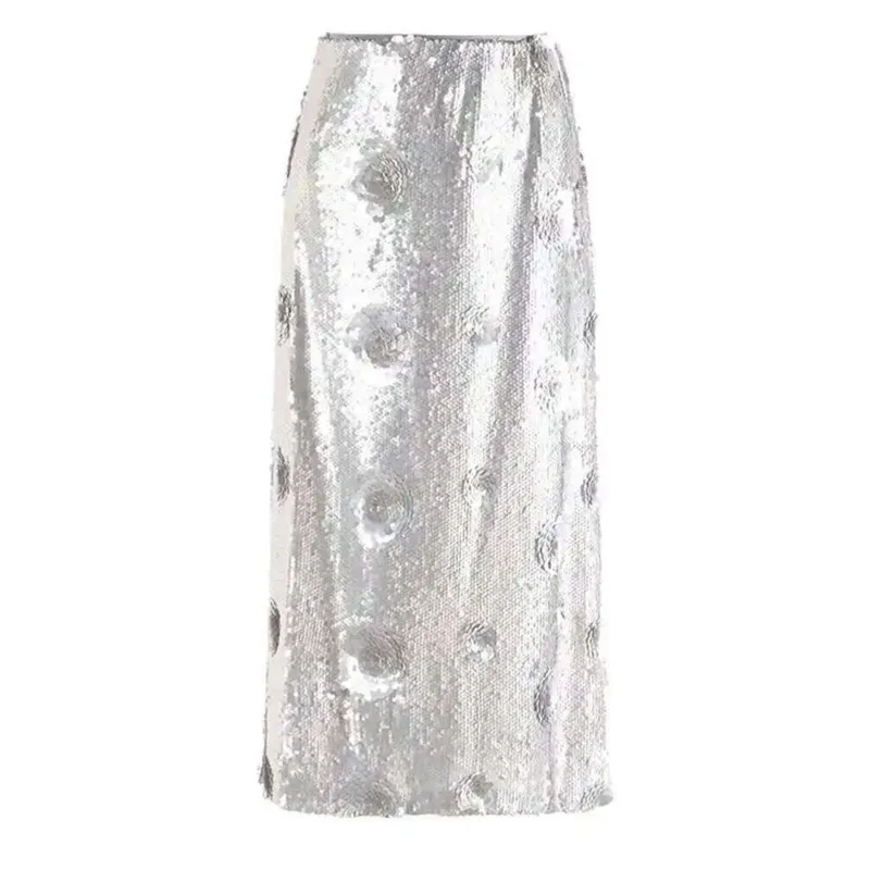 HUISONG High Waist Silver Midi Skirt Sequins Flower Elegant Female Vintage Long Half-body Skirt Women Fashion New Spring Autumn
HUISONG High Waist Silver Midi Skirt Sequins Flower Elegant Female Vintage Long Half-body Skirt Women Fashion New Spring Autumn