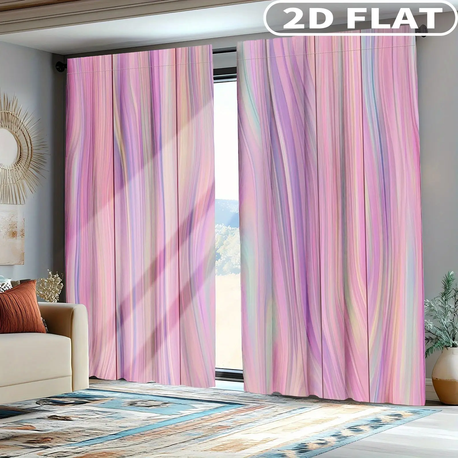 2pcs Curtains Pastel Waves Abstract Pattern for Balcony, Bedroom, Study, Living Room, for Spring & Summer Machine Washable
2pcs Curtains Pastel Waves Abstract Pattern for Balcony, Bedroom, Study, Living Room, for Spring & Summer Machine Washable