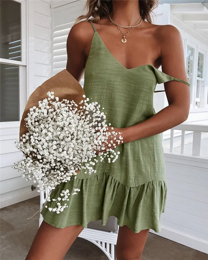 Sexy Camisole Dress Summer Cotton Linen Solid Color Fashion V-neck Backless Sleeveless High Waisted A-line Jumpsuit Short Skirt
Sexy Camisole Dress Summer Cotton Linen Solid Color Fashion V-neck Backless Sleeveless High Waisted A-line Jumpsuit Short Skirt