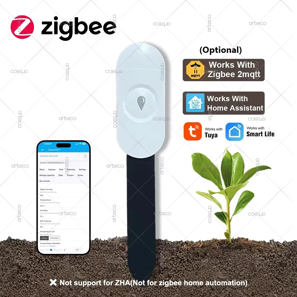 Zigbee Soil Moisture Detector Temperature Humidity Smart Soil Tester Moisture Sensor Real Time Monitor For Tuya App /Zigbee2mqtt
Zigbee Soil Moisture Detector Temperature Humidity Smart Soil Tester Moisture Sensor Real Time Monitor For Tuya App /Zigbee2mqtt