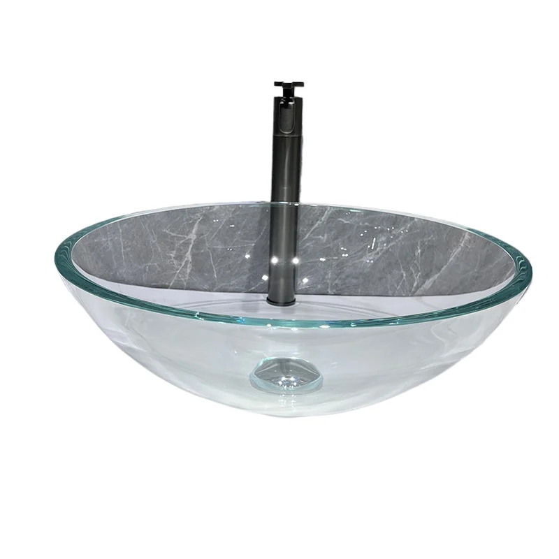 *Crystal glass tempered glass table basin, simple and transparent household round creative art basin
*Crystal glass tempered glass table basin, simple and transparent household round creative art basin