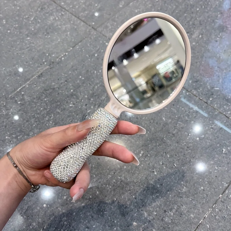 Hd plastic single-sided hand-held makeup mirror with artificial diamond with a special makeup mirror for home beauty salons
Hd plastic single-sided hand-held makeup mirror with artificial diamond with a special makeup mirror for home beauty salons