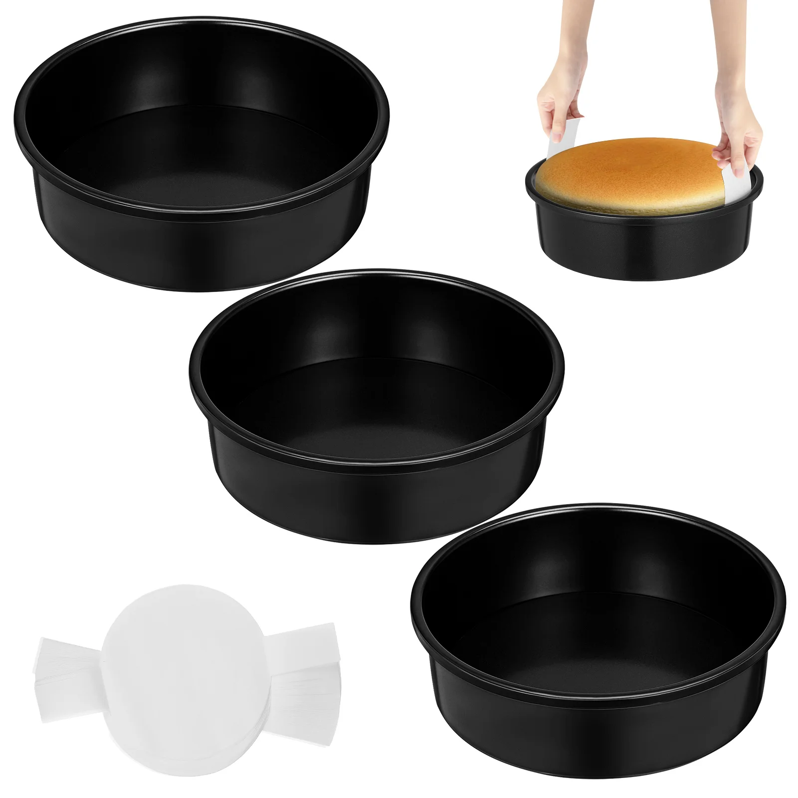 3 Pcs 8 Inch Black Round Cake Pans 100 Sheets Baking Parchment Paper Nonstick Wedding Occasions Pan Liners Supplies
3 Pcs 8 Inch Black Round Cake Pans 100 Sheets Baking Parchment Paper Nonstick Wedding Occasions Pan Liners Supplies