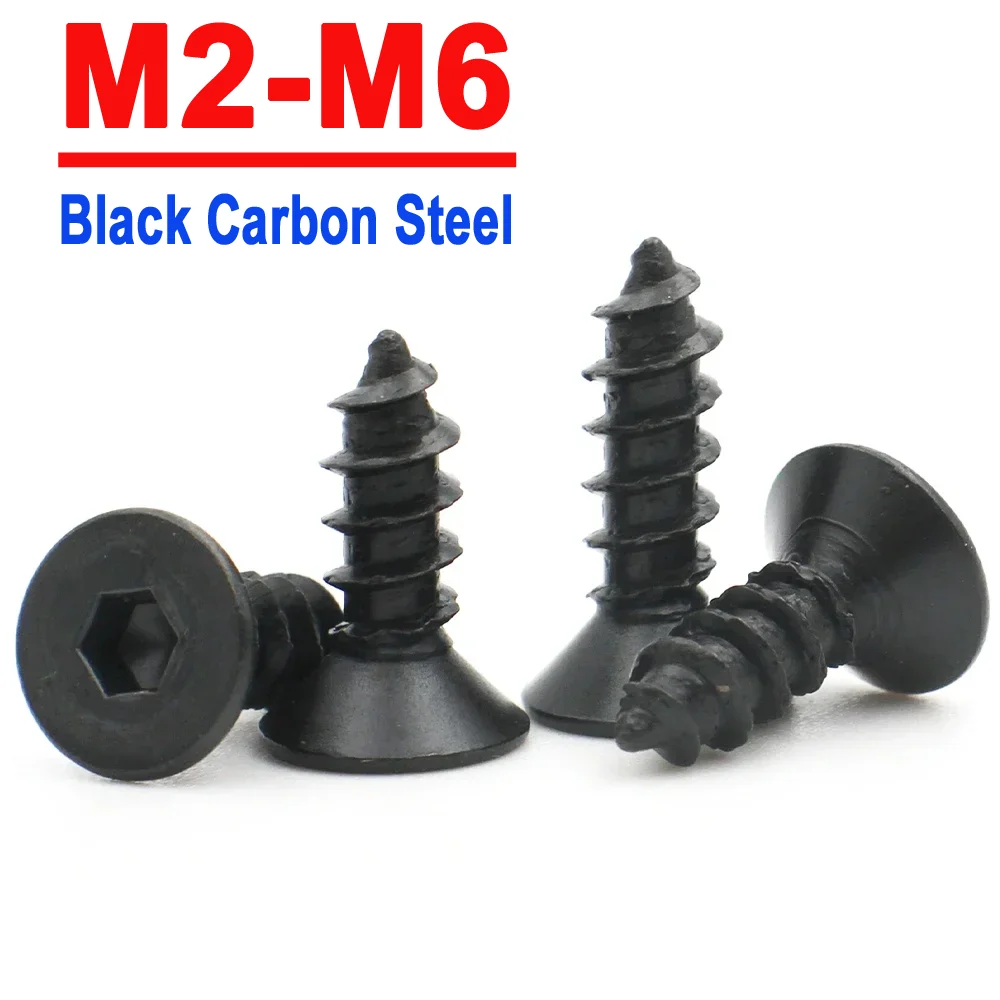 10/ 20/ 50/ 100pcs M2 M2.3 M2.6 M3 M4 M5 M6 Black Carbon Steel Hexagon Hex Socket Flat Countersunk Head Self Tapping Screw
10/ 20/ 50/ 100pcs M2 M2.3 M2.6 M3 M4 M5 M6 Black Carbon Steel Hexagon Hex Socket Flat Countersunk Head Self Tapping Screw