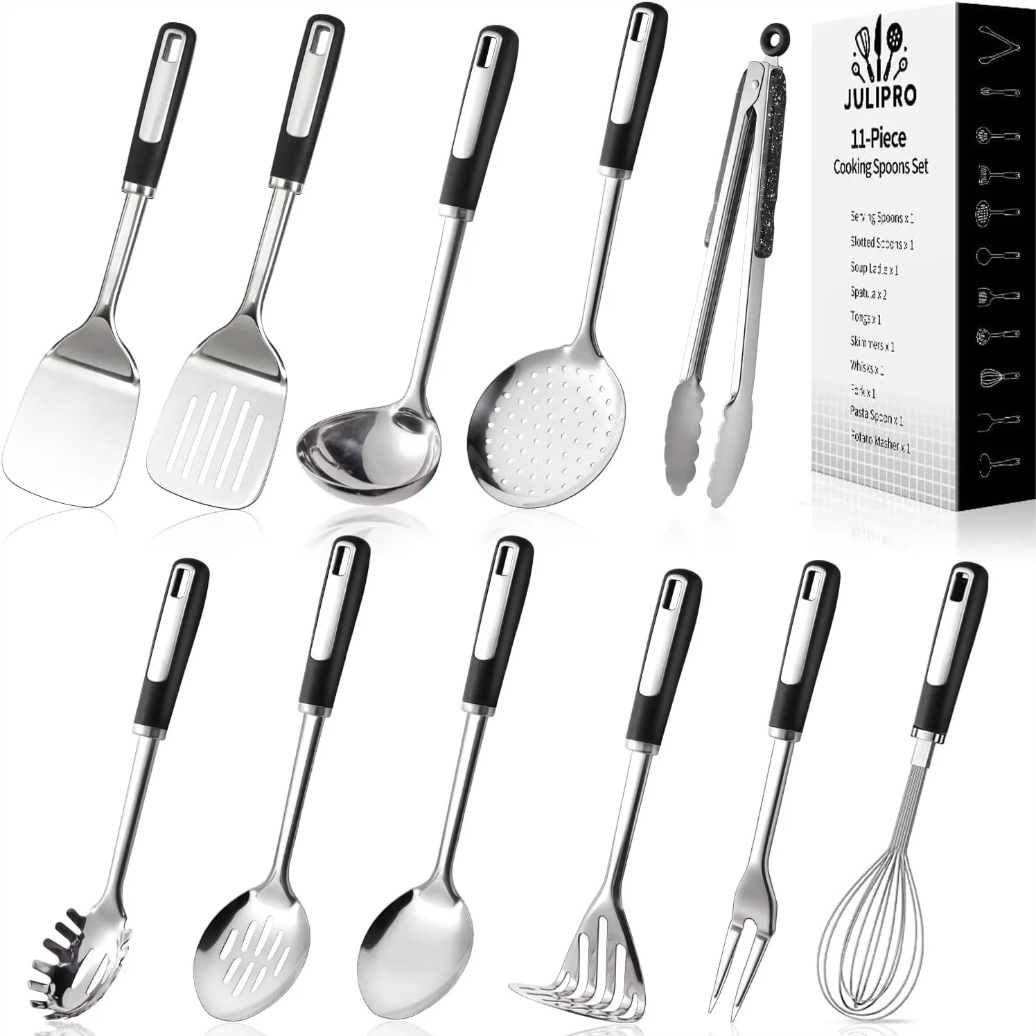 Stainless Steel Kitchen Utensil Set – 11-Piece Thickened Cooking Tools, Dishwasher Safe
Stainless Steel Kitchen Utensil Set – 11-Piece Thickened Cooking Tools, Dishwasher Safe